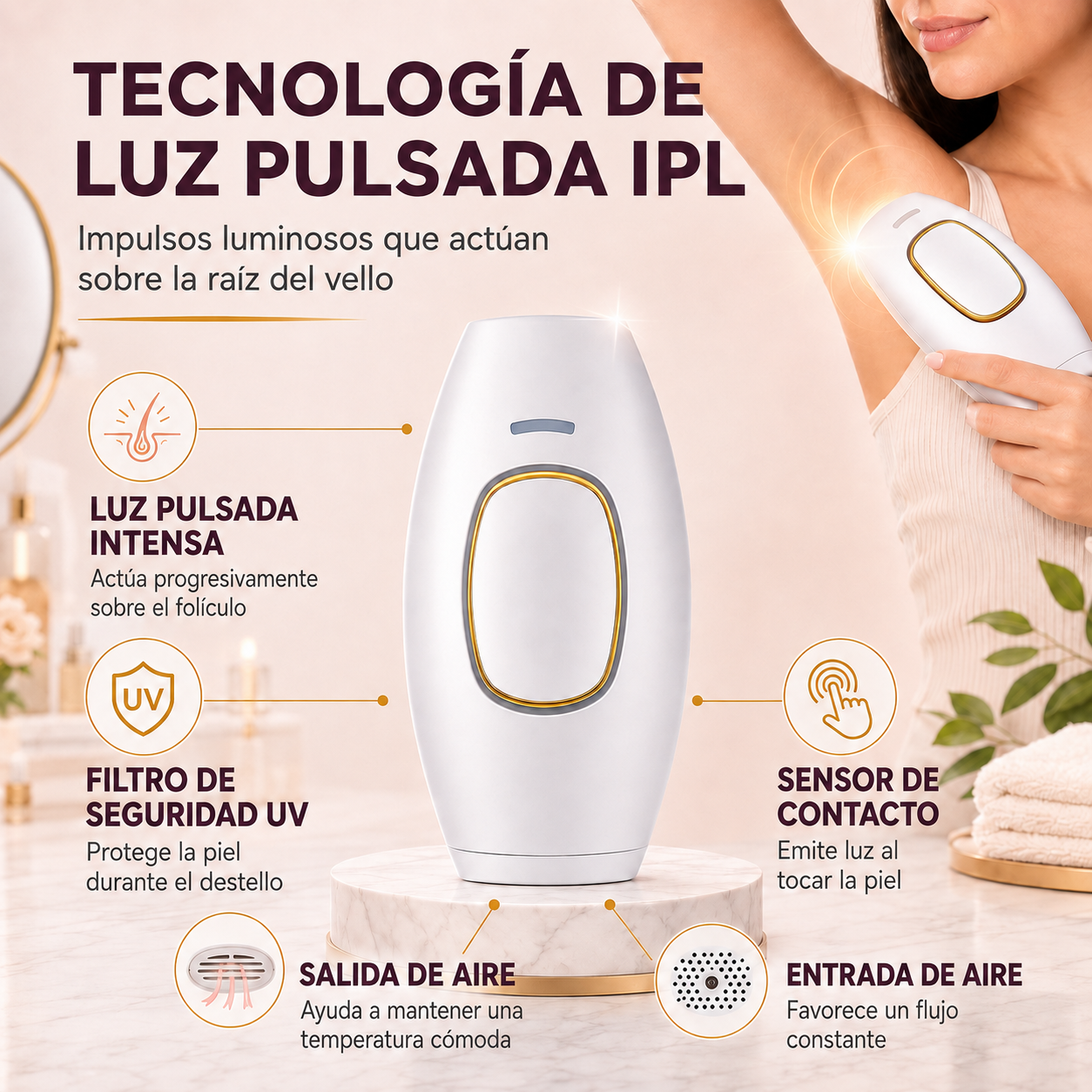 LUZVERA™ – Depiladora IPL: Piel suave y sin vello para siempre
