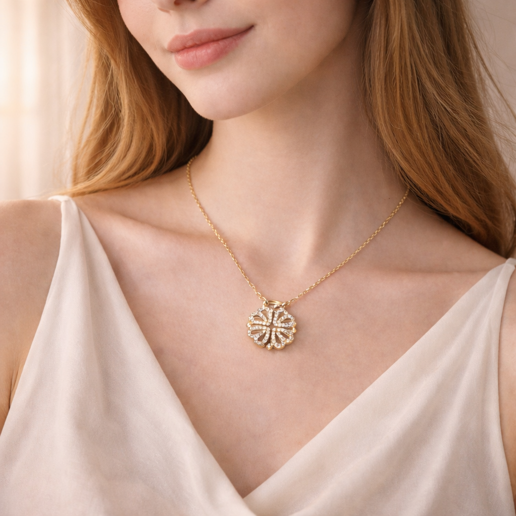 Collar Trébol de Corazones - Baño en Oro 18k