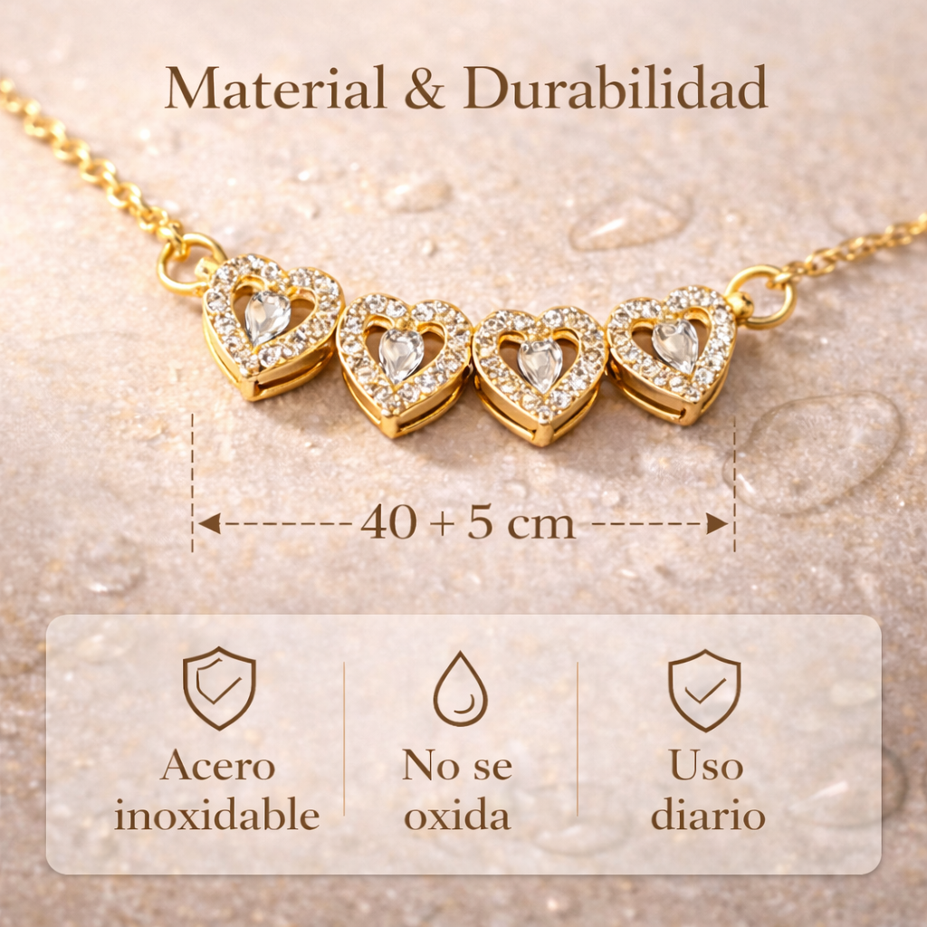 Collar Trébol de Corazones - Baño en Oro 18k