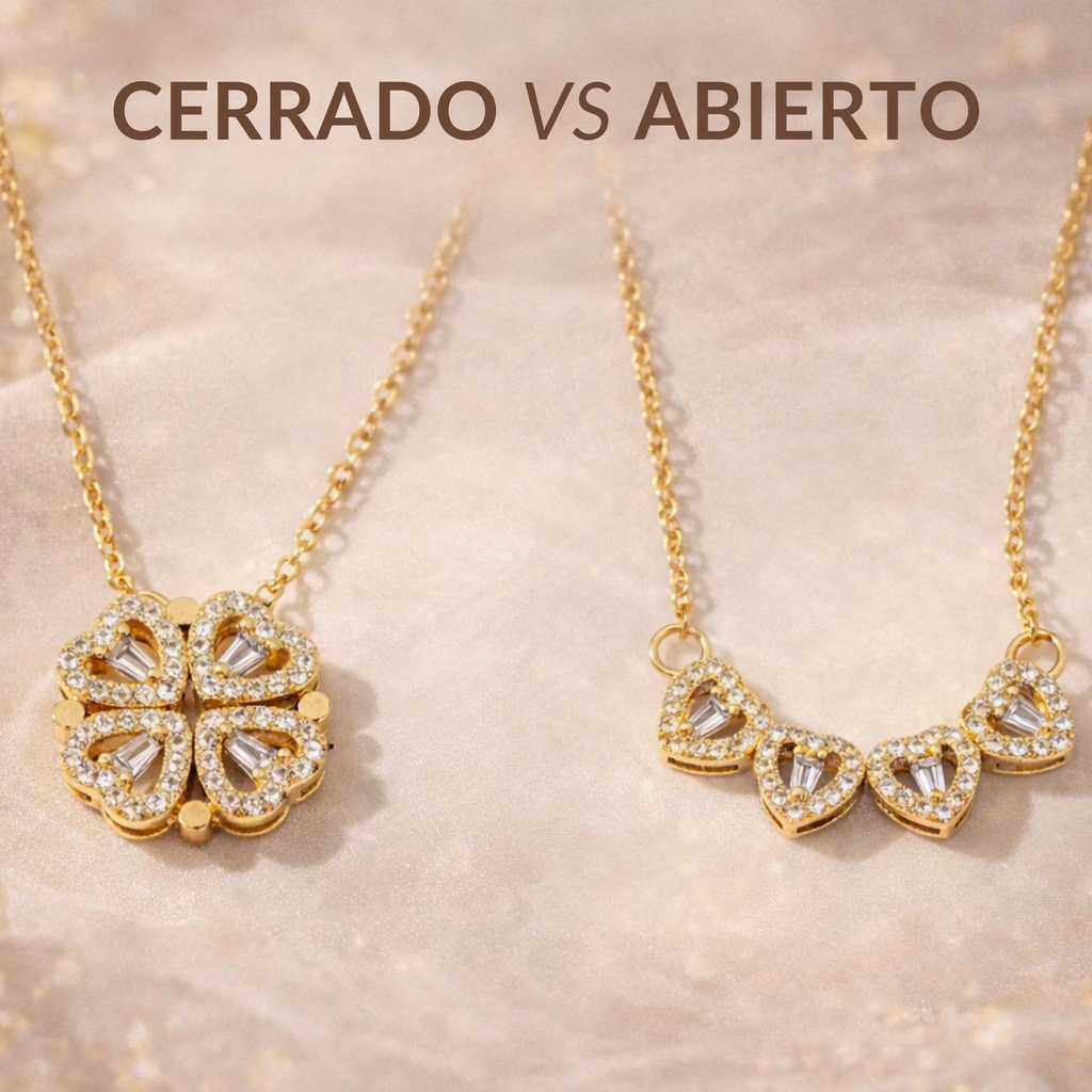 Collar Trébol de Corazones - Baño en Oro 18k