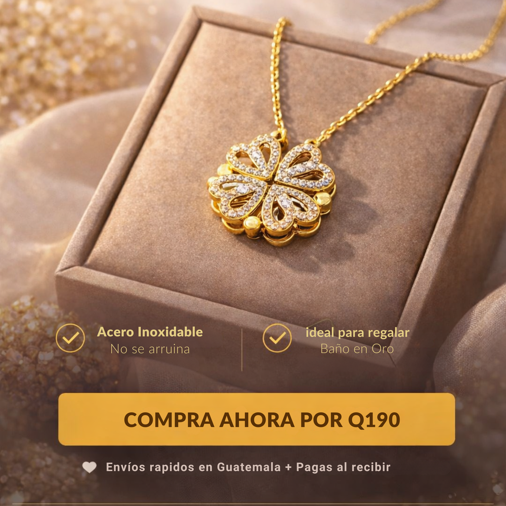 Collar Trébol de Corazones - Baño en Oro 18k